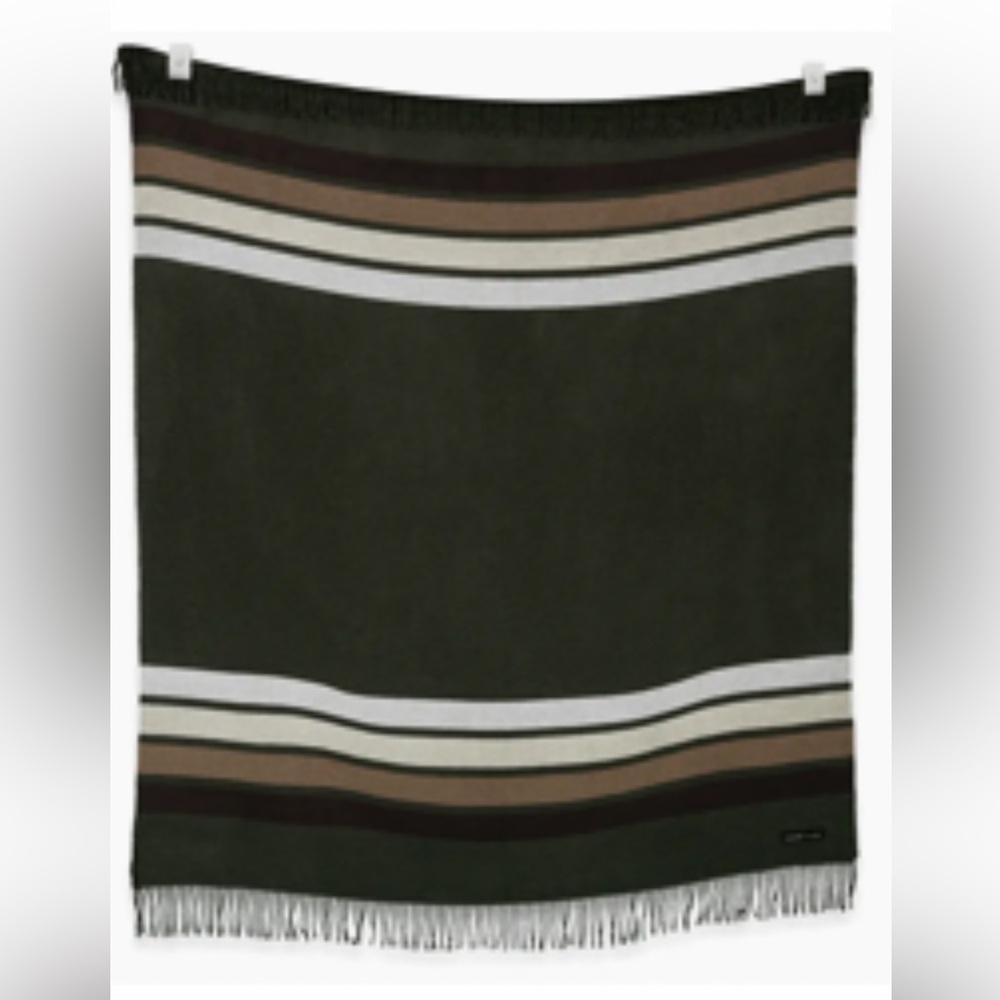 Sack Cloth an Ashes Striped Fringe throw  Blanket